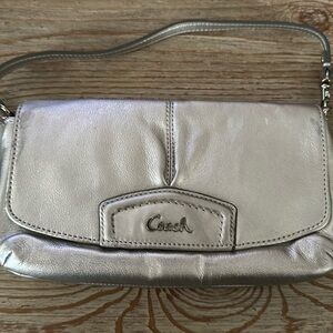 Silver coach wristlet/bag/wallet